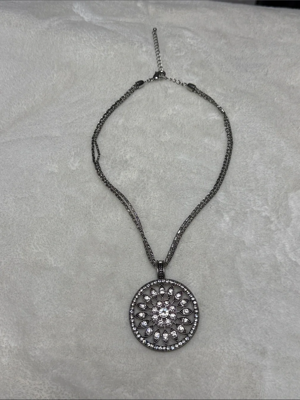 Park Lane Black Crystal Floral Medallion Necklace